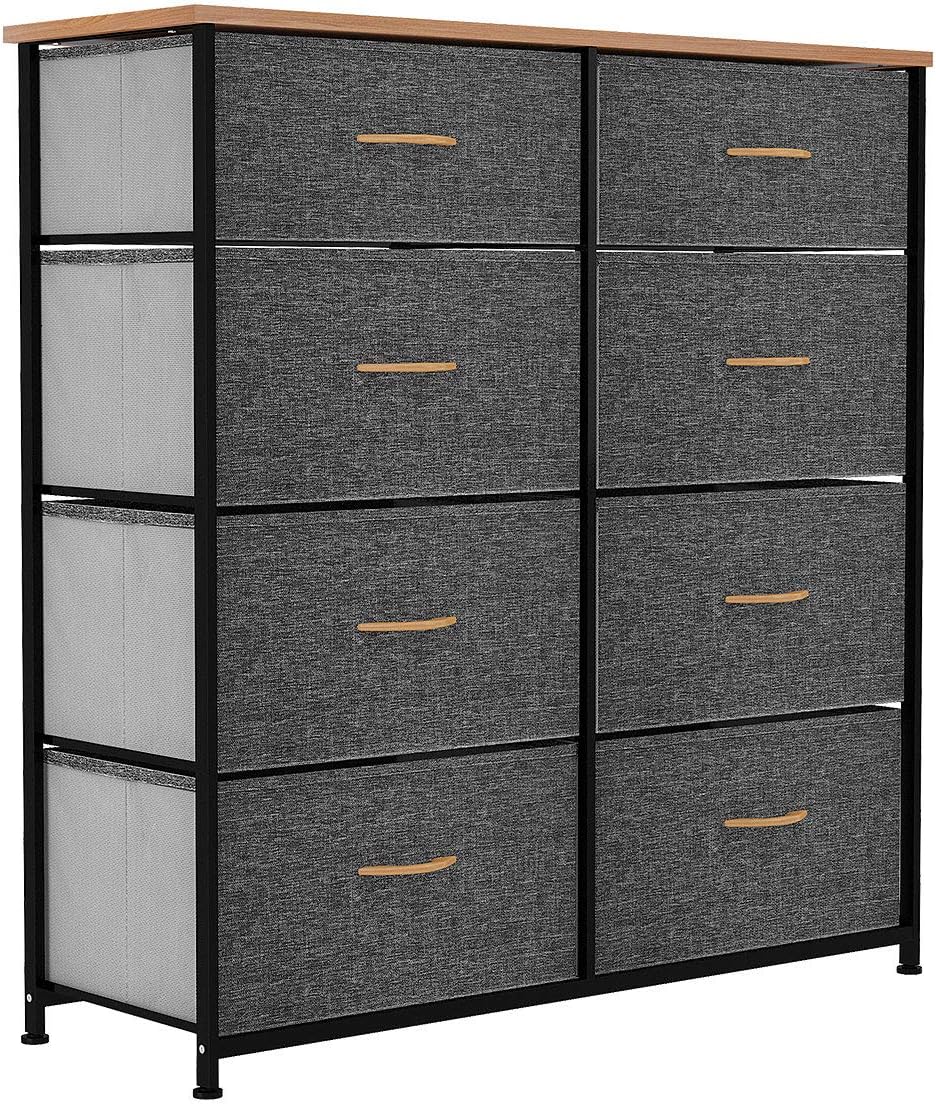 YITAHOME Storage Tower Unit with 8 Drawers - Fabric Dresser with Large Capacity, Organizer Unit for Bedroom, Living Room & Closets - Sturdy Steel Frame, Wooden Top & Easy Pull Fabric Bins (Dark Grey): Home Improvement