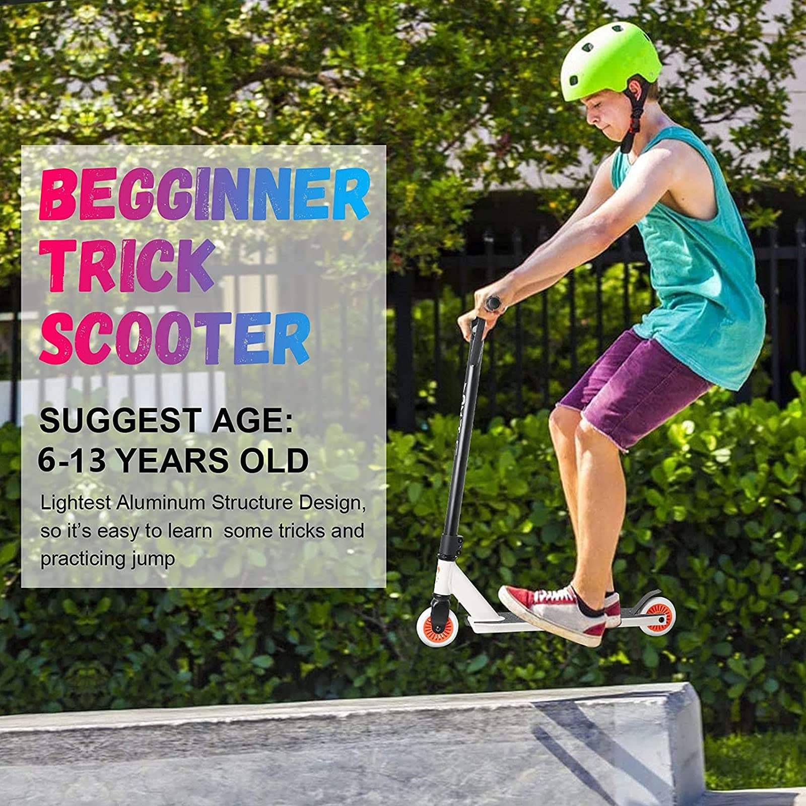 VOKUL Pro Trick Scooter for Teens & Kids 6 Years Up - Stylish Best Entry Level Stunt Freestyle Scooter with Stable Performance for Boys,Girls(Black/Orange)