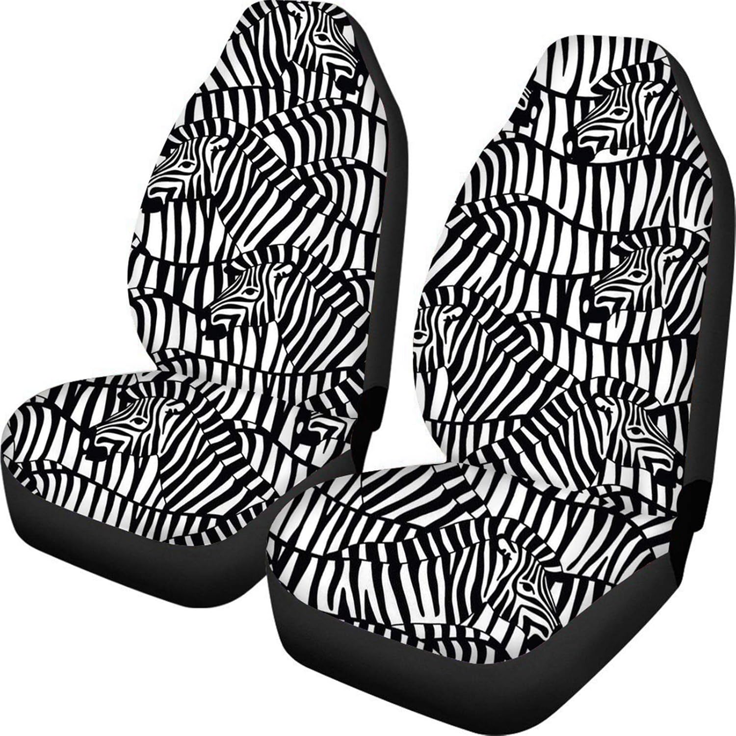 GLENLCWE Zebra Print Universal Set of 2 Car Front Seat Covers,Durable