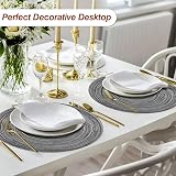 HEYOMART Round Placemats Set of 6 38cm Grey Woven Heat-Resistant Non-Slip view 2