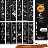 Folkulture Premium Incense Sticks with Holder Variety Pack of 12(240 Stick) | Non Toxic, No Charcoal, Patchouli, Palo Santo 45 Min Burning Insence-sticks for Home, Cleansing Negative Energy, Aromatherapy