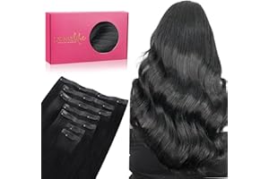 WENNALIFE Seamless Clip In Hair Extensions, 18 Inch 130g 7pcs Jet Black Hair Extensions Clip in Human Hair Invisible PU Skin Weft Natural Remy Human Hair Extensions