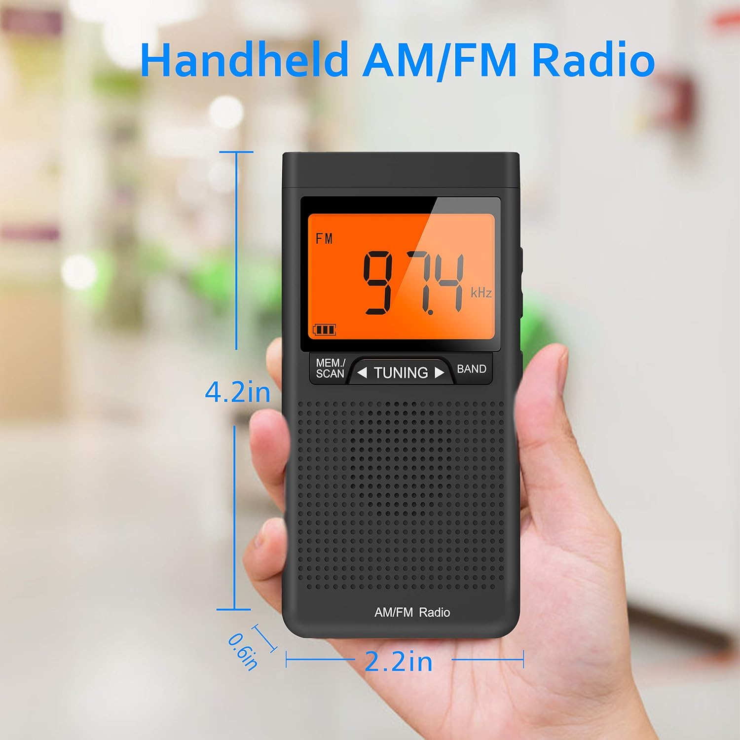 AM FM Portable Radio Personal Radio with Excellent Reception Battery Operated by 2 AAA Batteries with Stero Earphone, Large LCD Screen, Digtail Alarm Clock Radio: Home Audio & Theater