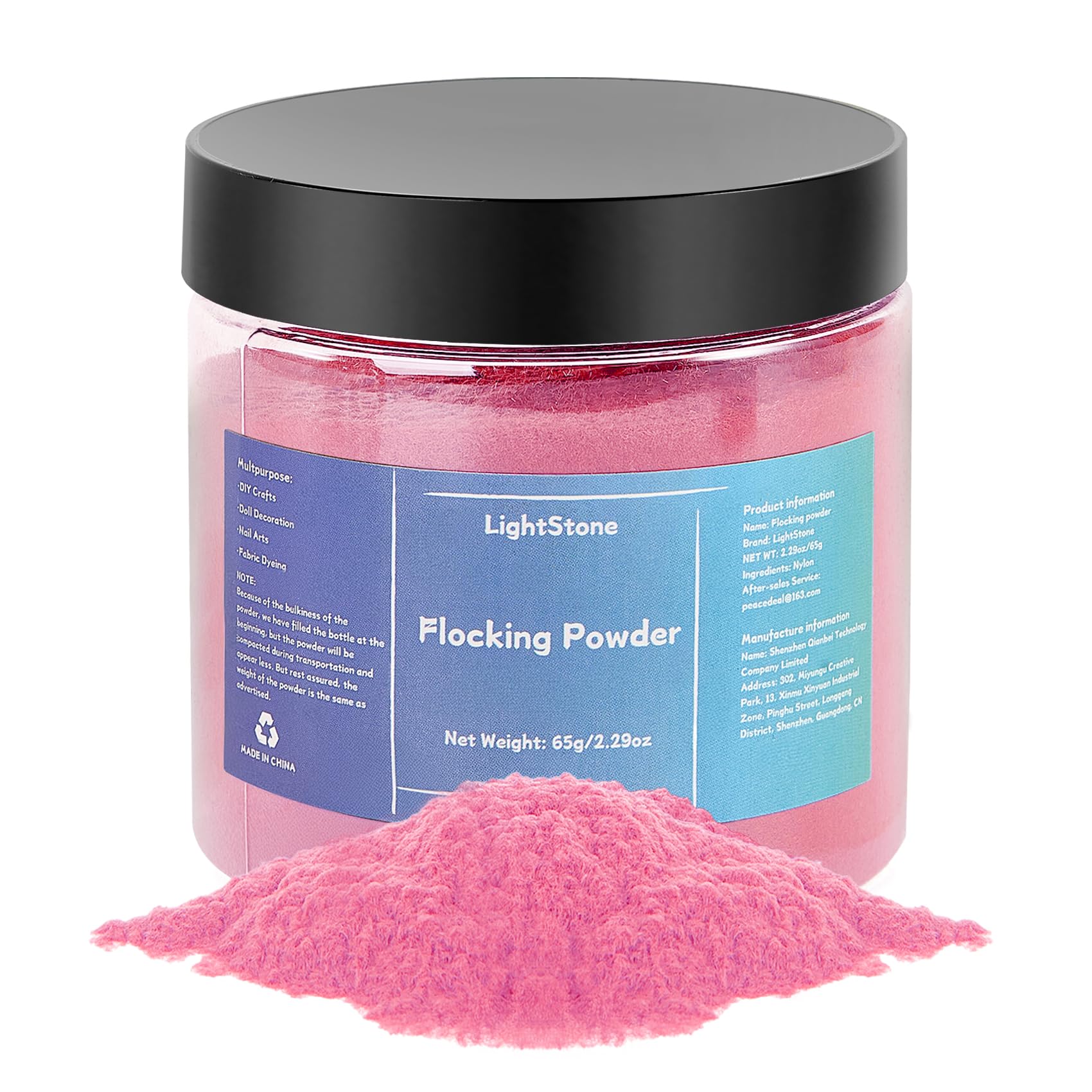 Photo 1 of 65g Flocking Powder - Velvet Fibers - Flocking Powder for Crafts/Taba Squishy/Nails Art/Doll Decorations/DIY Scenery (Pink)
