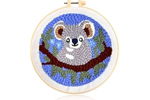 Punch Needle Kits for Beginners DIY Crafts Punch Needle with Printed Pattern and Hoop for Adults Starter Embroidery Kit Arts 