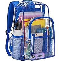 VASCHY Mochila Transparente, Resistente Y Transparente Transparente Para La Escuela, Mochila Para Libros, Azul Marino (Navy Daisy), Mochilas Daypack