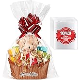 TMIOLUD 10PCS Extra Large Cellophane Bags, 30x40 Inches Clear Cellophane Wrap for Gift Baskets Valentine's Day, Clear Gift Bags Baby Bridal Shower Wedding Party Favor Birthday