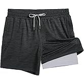 maamgic Mens 2 in 1 Running Shorts, 5" Gym Short with Zip Pockets, Quick Dry Workout Athletic Shorts for Men