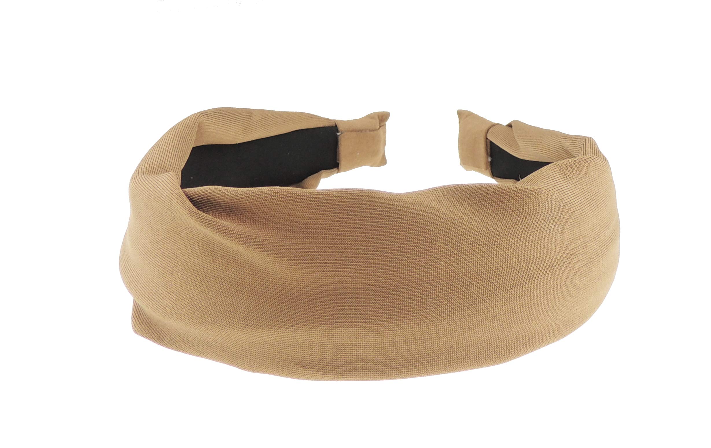 Ladies Wide Jersey Fabric Block Colour Wedding Party Birthday Bridal Casual Headband Alice Band Hair Accessories Hairband Christmas Birthday Bridesmaid (Brown)