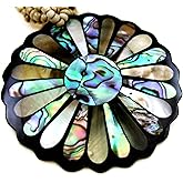 Natural Paua Abalone Shell, Mother of Pearl Pendant 19 Inch Beads Necklace Handmade Women Jewelry GA306