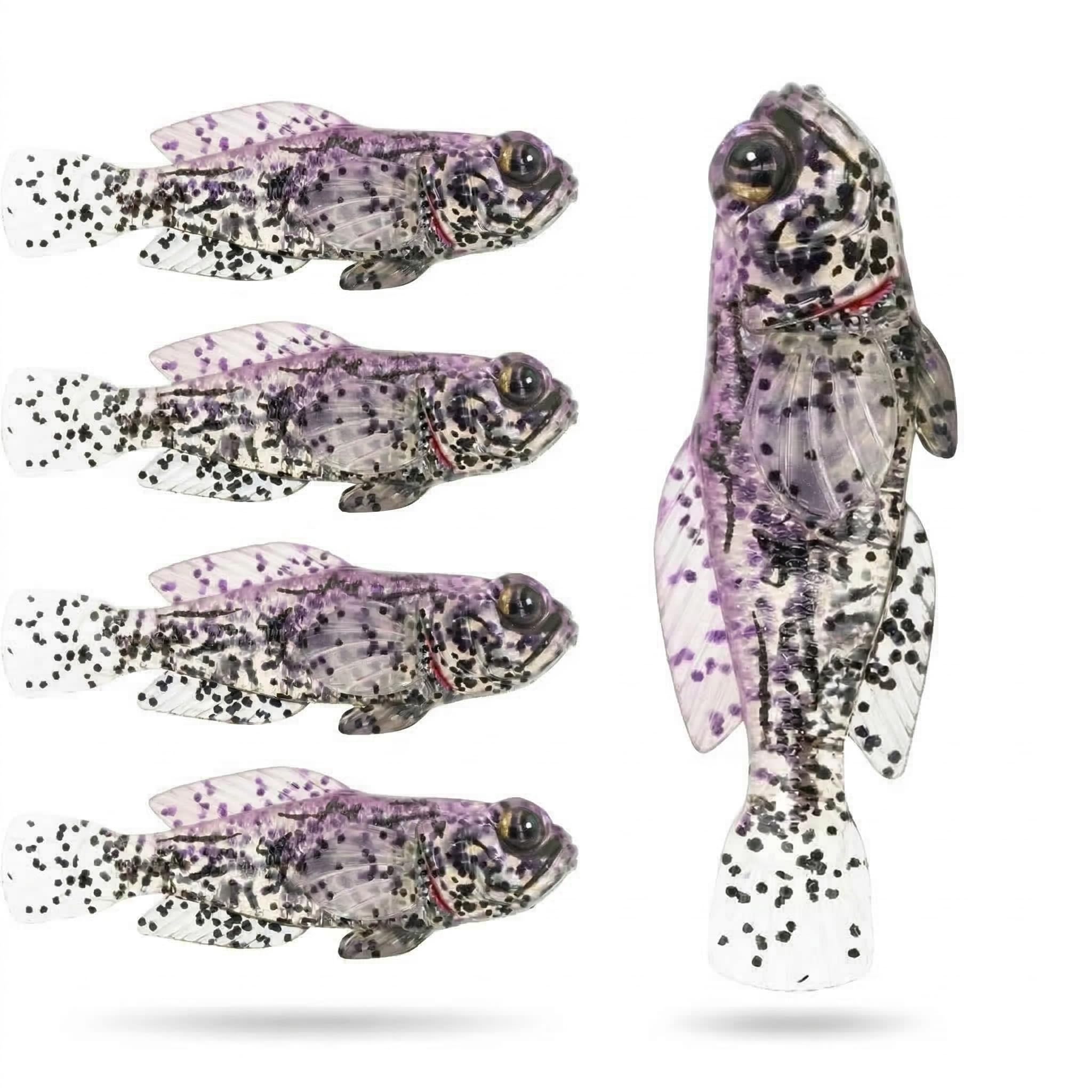 FISHN GOBYone Set of 5 7.6 cm 9 g Ultra Realistic Garbage Rubber Fish for Fishing Bass (PURPLE RAIN)