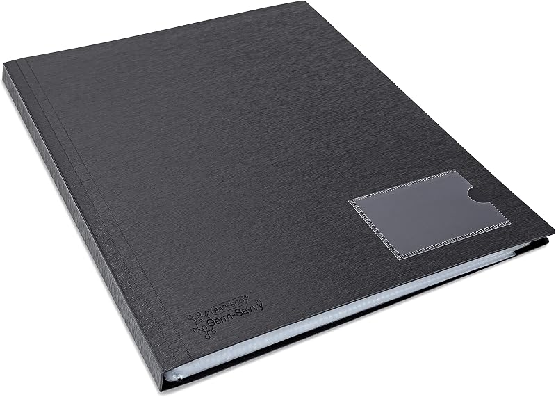 Rapesco 1650 Germ-Savvy Antibacterial A4 36-Pocket Hardcover Folder Black