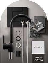 Hapilife Matt Black Kitchen Tap Single Lever 360 Swivel Spout UK Fittings view 7