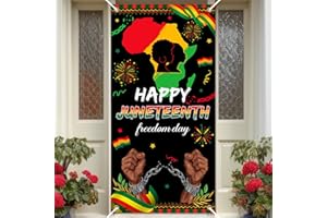 Avezano Happy Juneteenth Door Banner June 19th Freedom Day Banner Backdrop Juneteenth Front Door Cover for African Afro American Festival Party Decoration Supplies