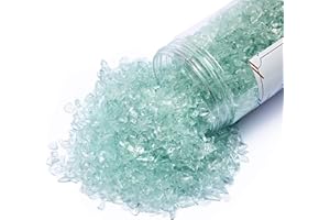TWINKLING High Luster Crushed Glass Glitter, Broken Glass, Fire Glass Gems Chips for Fire Pit, DIY Resin Art, Epoxy Crafts, Geode Painting, Aquarium Decoration, 6-9mm(370g/13oz.) (Aqua)