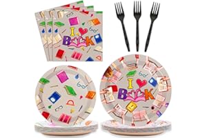 Wiooffen 96 Pcs Book Club Birthday Party Plates Napkins Tableware Set Book Themed Party Supplies Disposable Dinnerware Books Decoration Favors for Library Reading Party Table Decor, 24 Guests