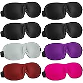 Bencailor 8 Pcs Sleep Eye Mask for Side Sleeper Men Women 3D Contoured Eyes Blackout Covers for Sleep with Adjustable Strap Block Out Light Night Blindfold Eye Shade for Travel(Medium,Classic Colors)