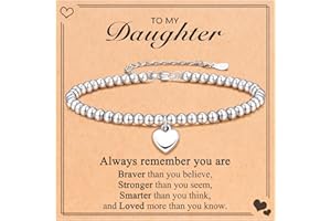 PINKDODO Gifts for Granddaughter/Daughter/Niece/Best Friend, Silver-Beads Bracelet for Teen Girls, Teen Girls Trendy Stuff Bi