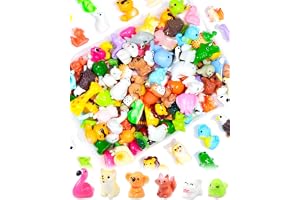 FIVEIZERO 56 Styles Mini Resin Animal Figurines Bulk, Unique Assorted Tiny Little Animals to Hide, Small Figures for Micro Fairy Garden, Party Favors, Dollhouse Crafts Decor