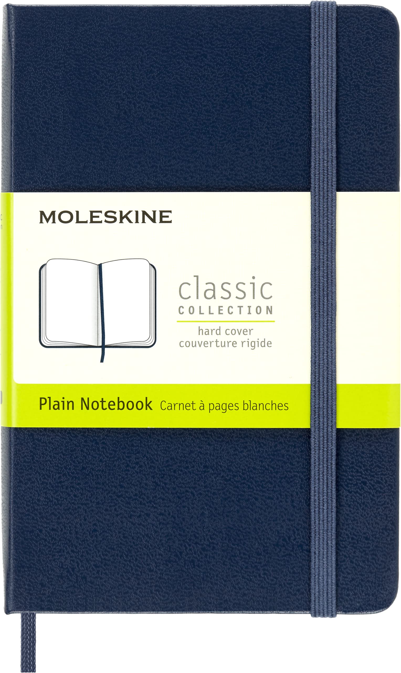 Moleskine Classic Notebook, Notebook With Plain Pages, Hard Cover and Elastic Closure, Sapphire Blue, Pocket, 9 x 14 cm, 192 Pages
