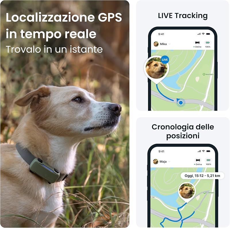 GPS Cani Intelligente | 2025 Edizione | Localizzazione GPS in Tempo Reale | Notifiche Antifuga e Avvisi di Salute | Monitoraggio dei Parametri Vitali | N. 1 sul Mercato (Bundle (Nero))