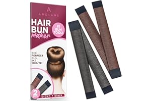 Andlane Hair Bun Maker French Twist Hair Fold Wrap Snap - Ballet Bun for Women and Kids (1 Black, 1 Brown)