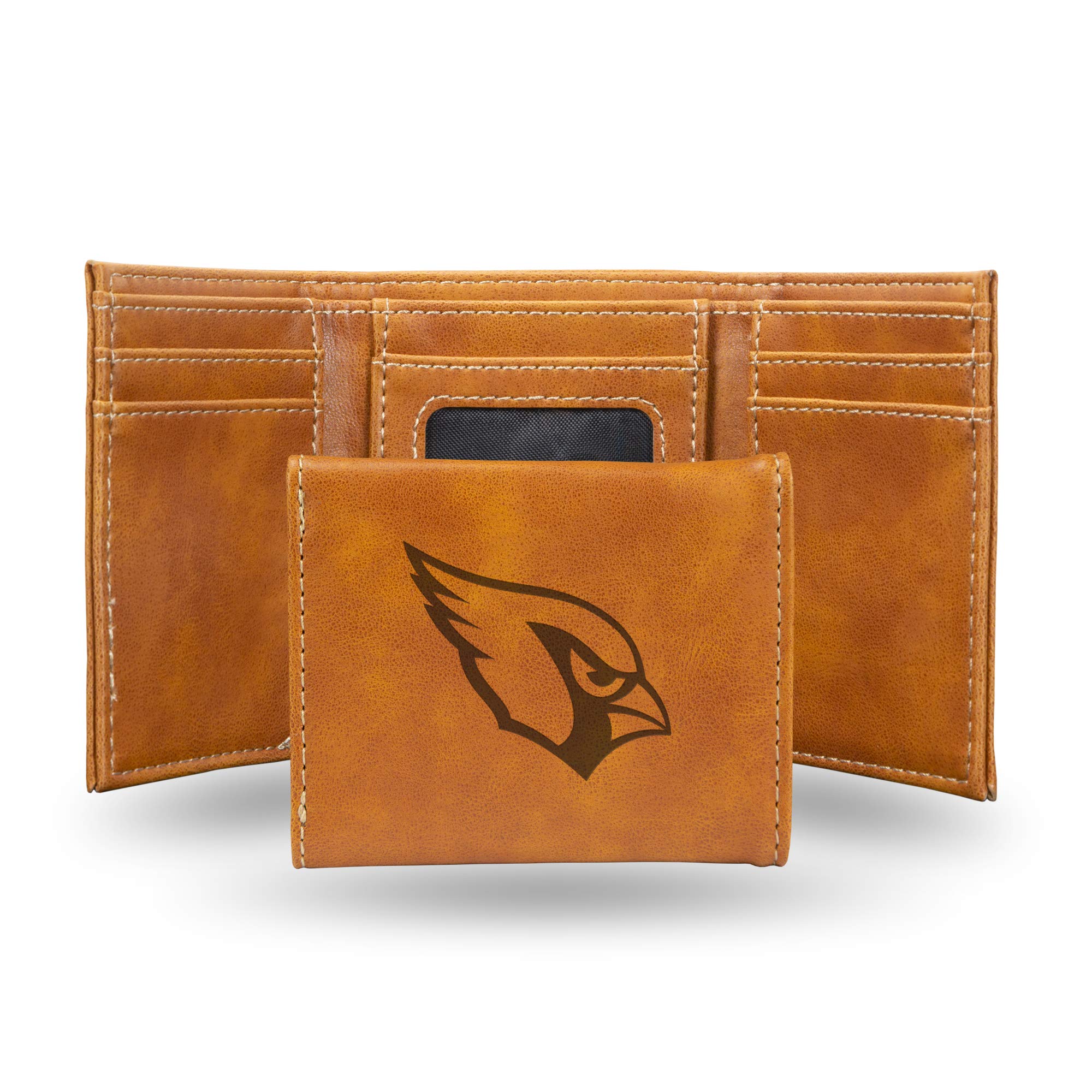 Rico Industries Brown Laser Engraved 3.25" x 4" Arizona Cardinals Tri Fold Wallet
