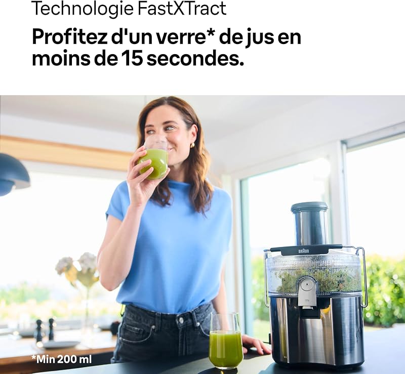 MultiJuice 7 SJ7000, Centrifugeuse Technologie ColdXtract, Ouverture Remplissage 75mm, Récipient Jus 2L, Système Anti-Goutte, Système Sécurité Quadruple, Filtre Acier Inoxydable, 1000W, Gris