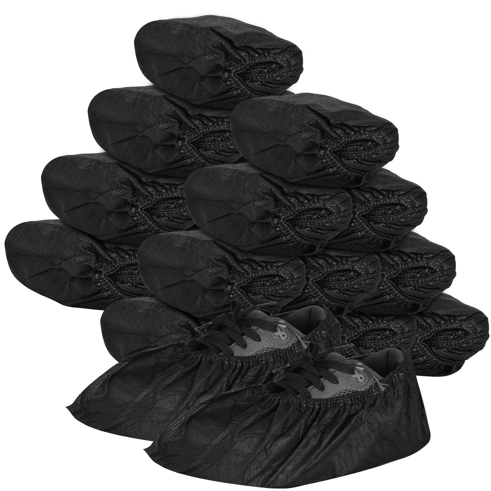 Photo 1 of Shoe Covers Disposable 200Pack(100Pairs) Thicker Black Shoe Booties Cover Non Slip for Home Floors Carpet Indoor