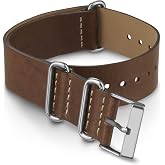 Timex TW7C63000 20mm Brown Double-Layered Leather Slip-Thru Strap