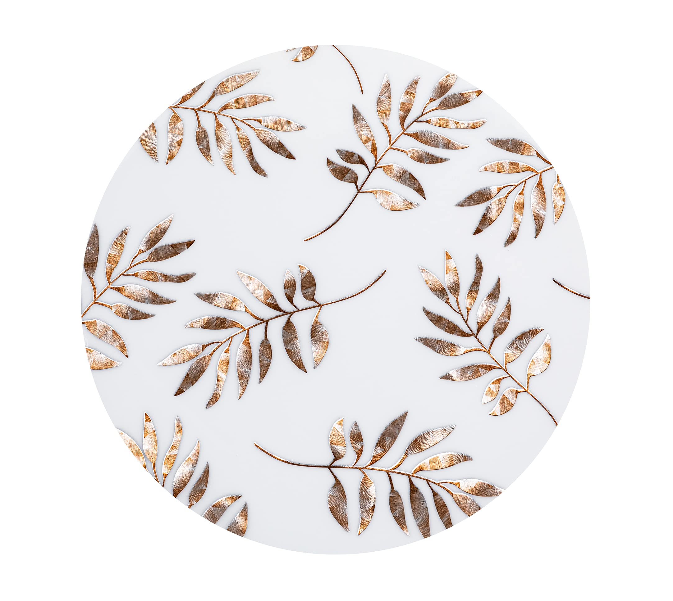 Set of 6 Gold Placemats PVC Non Slip Washable Coaster Sets for Hotel Outdoor Indoor Dinning Table (Leaves 38x38cm)