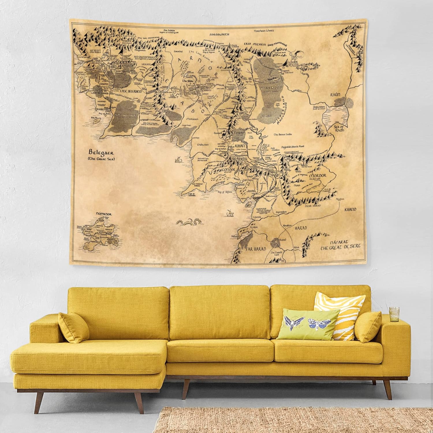 Tapestries - PEETOKO Middle Retro Earth Map Tapestry Premium Wall Hanging 3D Print Wall Decor Decorative Wall Tapestries Durable Wall Art Decoration Tapestry for Dorm Living Room Bedroom 50''x60''
