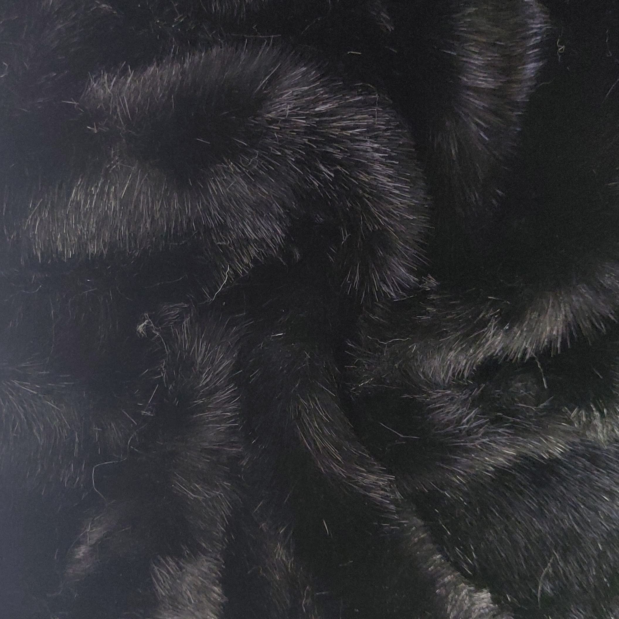 Super Luxury Faux Fur Fabric Material Black Panther, 1Mtr 150cm x 100cm
