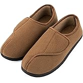 LongBay Men's Memory Foam Diabetic Slippers Comfy Warm Plush Fleece Arthritis Edema Swollen House Shoes