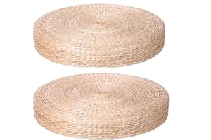 HUAWELL 2 Pack Super Bigger Size Tatami Floor Pillow Sitting Cushion, Round Padded Room Floor Straw Mat for Outdoor Seat Dia: 60CM (23.6)