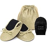 Silky Toes Sparkly Foldable Flats for Women Purse with Glitter Ballet Slippers Wedding Travel Flat Shoe