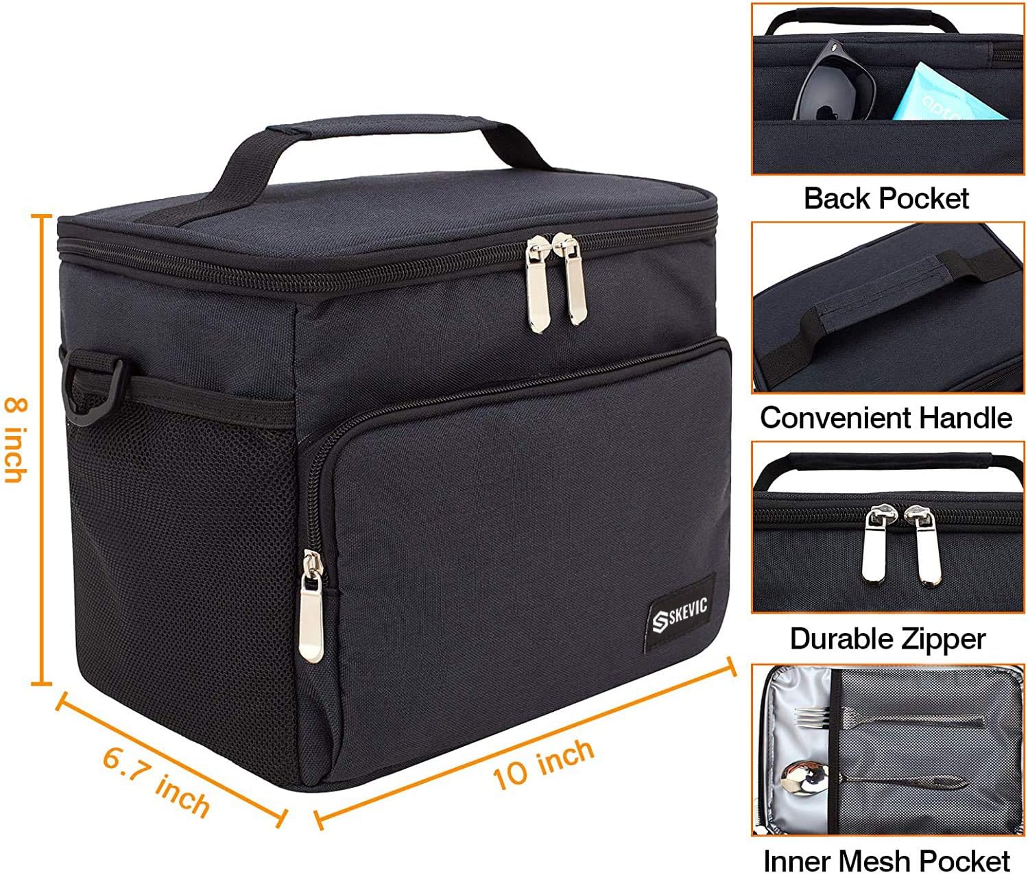 Borsa Termica Pranzo 8L - Doppia Sezione Per Cibi Caldi E Freddi, Tracolla Regolabile - Foto 6