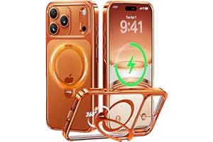 CASEKOO Cosmic Orange Glossy for iPhone 17 Pro Max Case [360 Spin Magnetic Stand][Fit for MagSafe][17FT Military Protection] Slim Polished for iPhone 17 Pro Max Case with Stand 6.9", Cosmic Orange