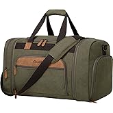 Celvetch Canvas Duffle Bag for Travel 50L Expandable Travel Duffel Bags for Men Women Weekender Overnight Bag with Shoes Compartment - Army Green