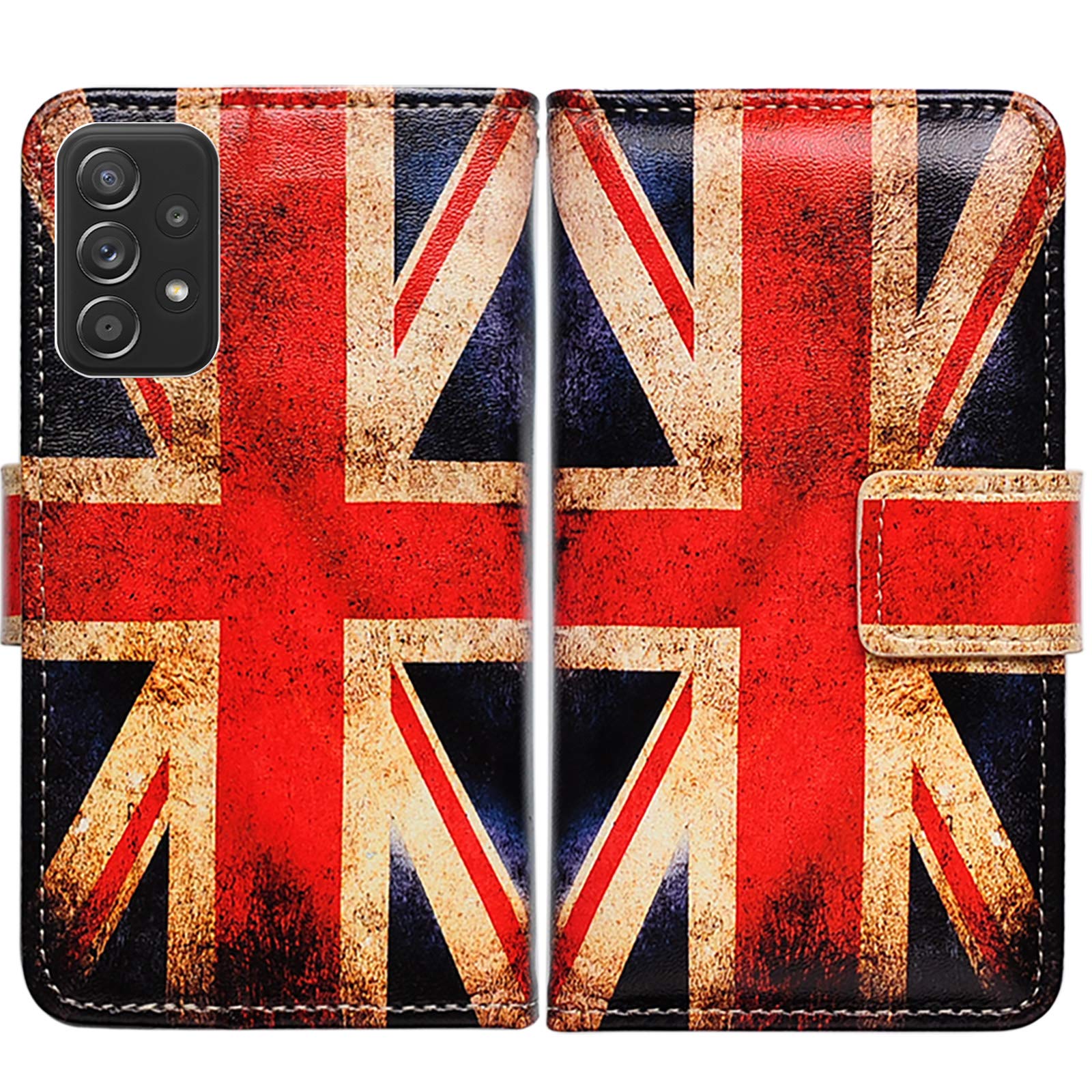 Bcov Galaxy A52 5G Case,Galaxy A52s 5G Case, Retro Union Jack Flag Leather Flip Phone Case Wallet Cover with Card Slot Holder Kickstand For Samsung Galaxy A52 5G 2021