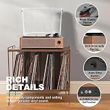 Trynnay Vinyl Record Player with 2 Built-in Speakers Bluetooth 3-Speed Tangerine view 6