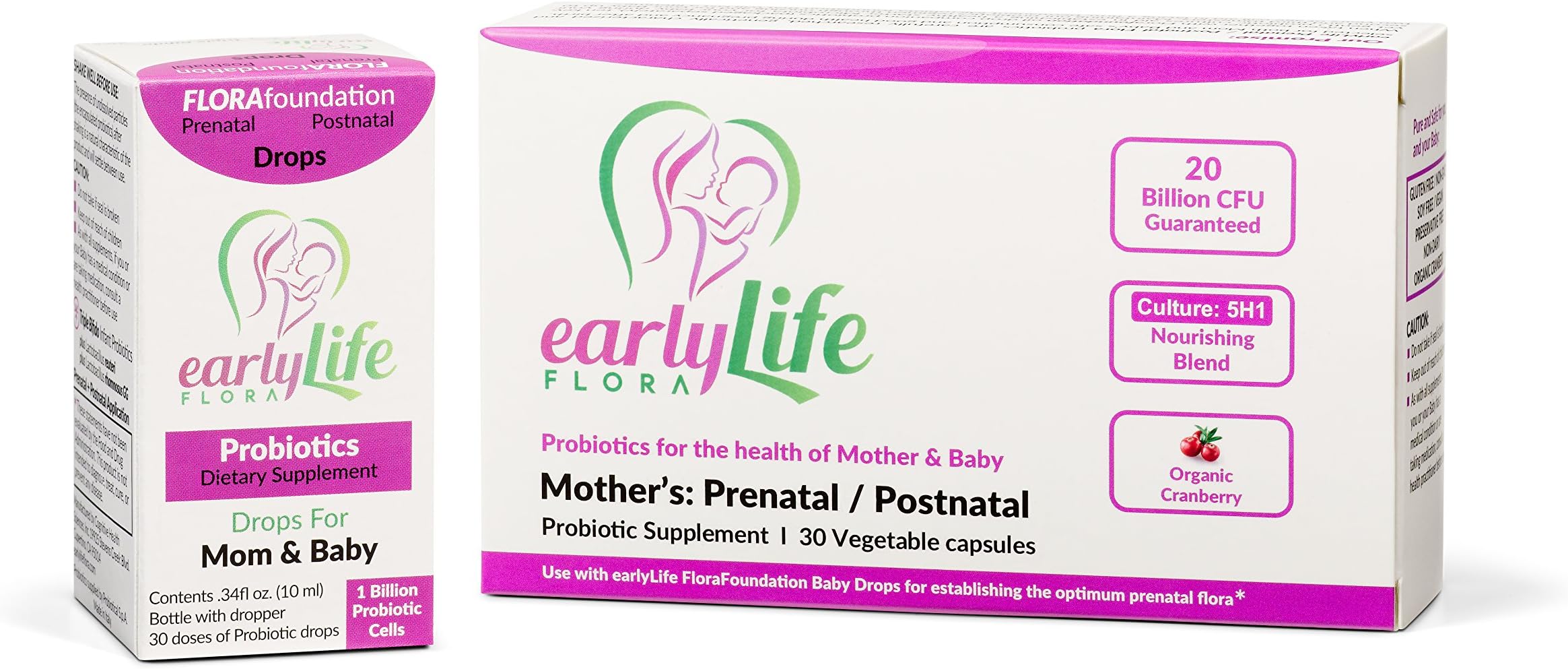 earlyLife Prenatal Probiotics Kit for Pregnant & Breastfeeding Women :: Support Mom & Baby During & After Pregnancy :: Colic Sooth :: Gestational Blood Glucose Control