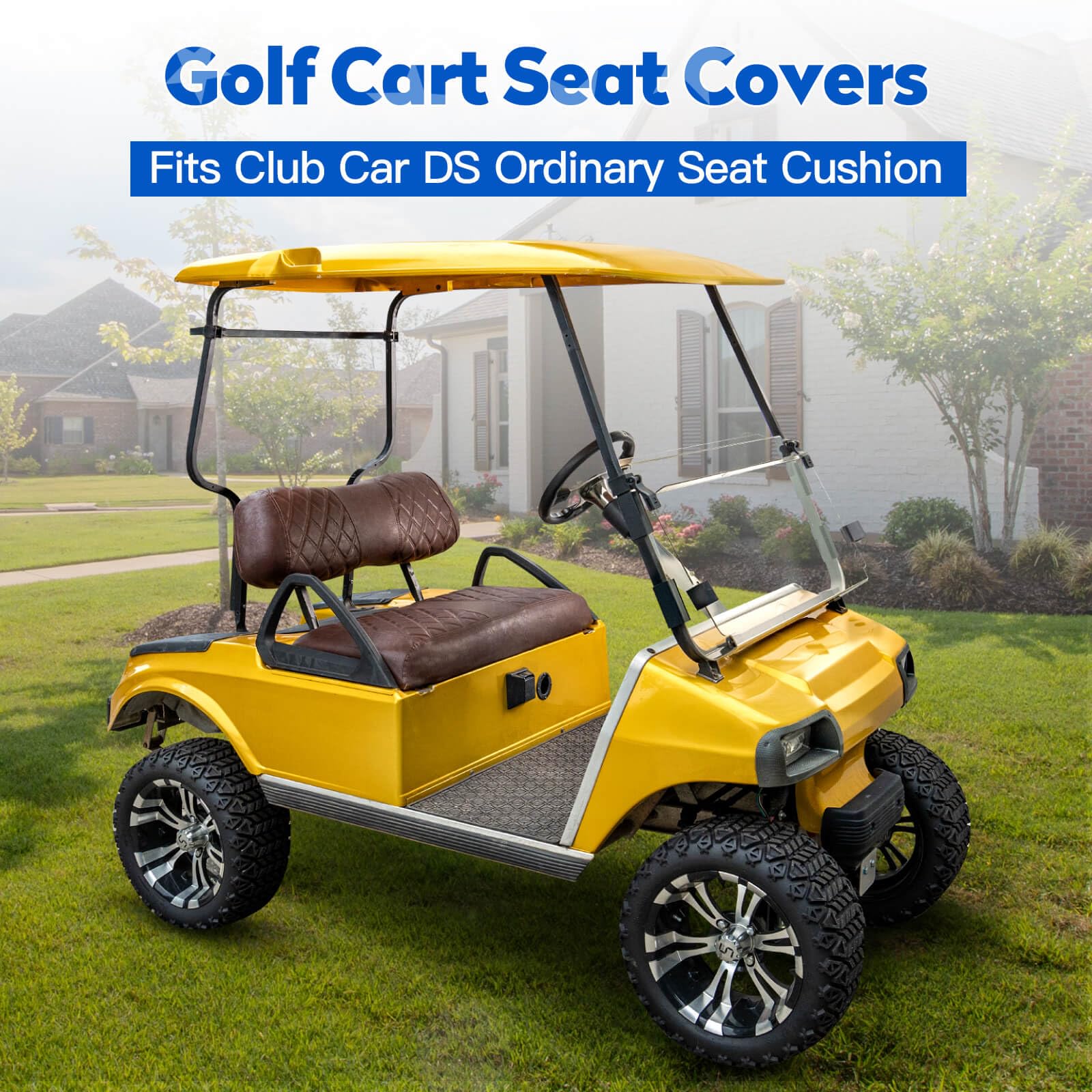 Condition photo showing As Is for nokins golf cart diamond seat covers kit, fit for club car ds 2000.5-up oem standard front seat cush