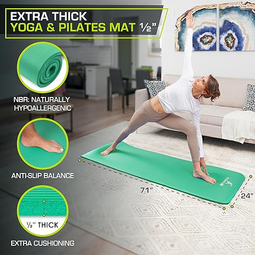 ProsourceFit Extra Thick Yoga and Pilates Mat ½” (13mm), 71-inch