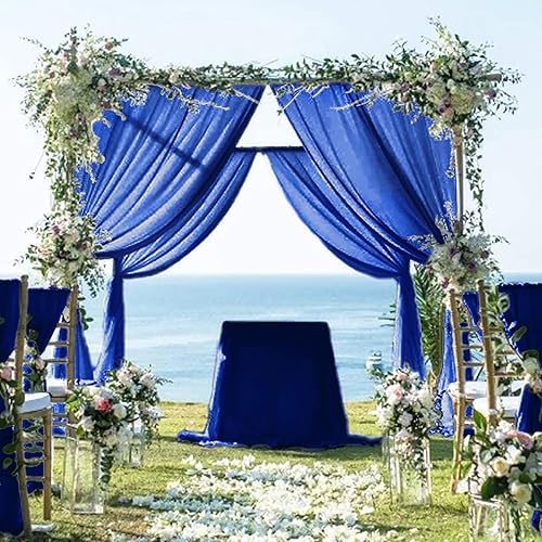 ShinyBeauty Royal Blue Thermal Sheer Curtains | for Living Room & Photography | 29x108 Inch 2-Panel Rod Pocket Design | Easy Install