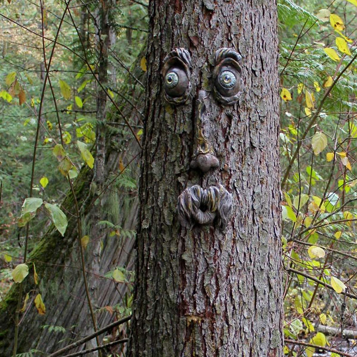 BTMIEY 3D Old Man Tree Face Yard Art, Whimsical Tree Face Garden Decoration (C)