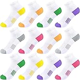 Girls Ankle Socks Kids Cushioned Athletic Quarter Socks Boys Cotton Short Sock Sports Youth 6/12 Pairs