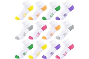 COZIWILL SOCKS Girls Ankle Cushioned Athletic Quarter Socks - Kids Cotton Short Sports Youth 6/12 Pairs for Boys