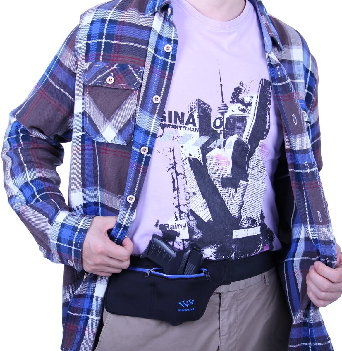 Belly Band Holster Concealed Carry with Mag Pouches Concealment Waist Pistol Handgun Gun Holster Abdominal Belt for Hips Waist Chest Fits Gun Smith Wesson Bodyguard Glock P238 Ruger LCP For Men Women