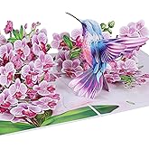 Hummingbird Pop Up Birthday Cards, 3D Purple Orchid Mothers Day For Women, Mom, Ideal Gift for Birthday, Mothers Day, Thank You, Thinking of You, All Occasion for Her, Sister, Grandma, Daughter